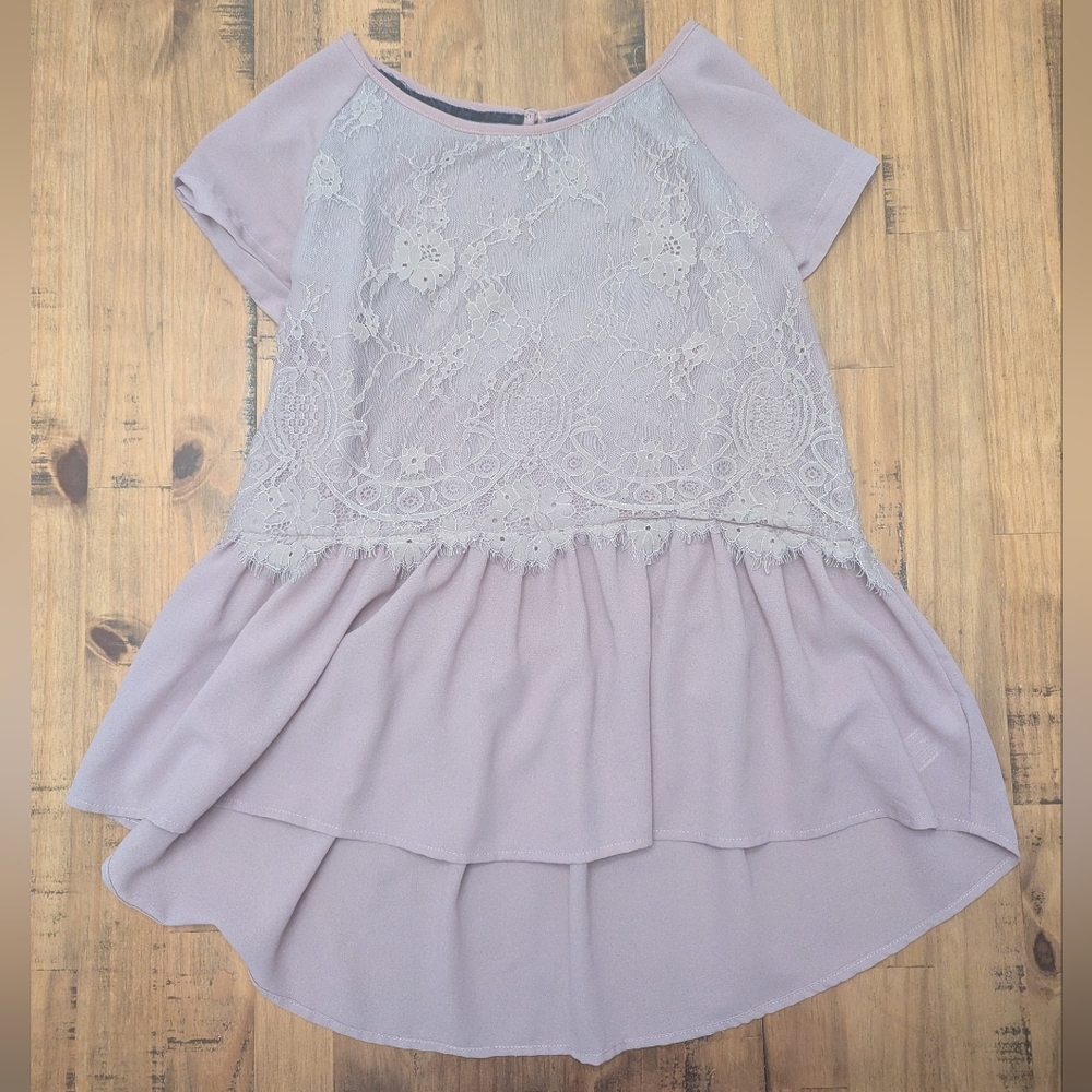 Lavender Lace Overlay Top Exhilaration Large Elegant Winmsy Y2k